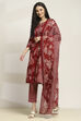 Maroon Cotton Straight Set image number 3