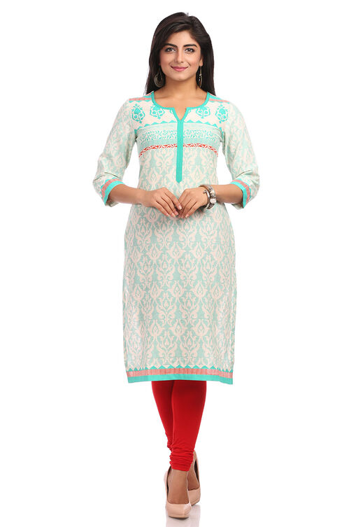 Beige Straight Cotton Kurta image number 0