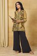 Beige Viscose Blend Straight Printed Top