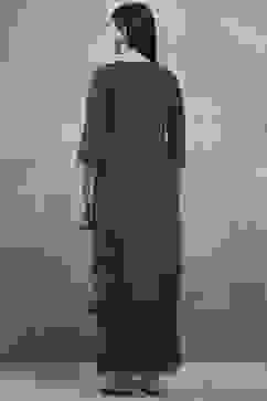 Black Polyester Straight Kurta Pants Set image number 4