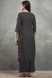 Black Polyester Straight Kurta Pants Set image number 4