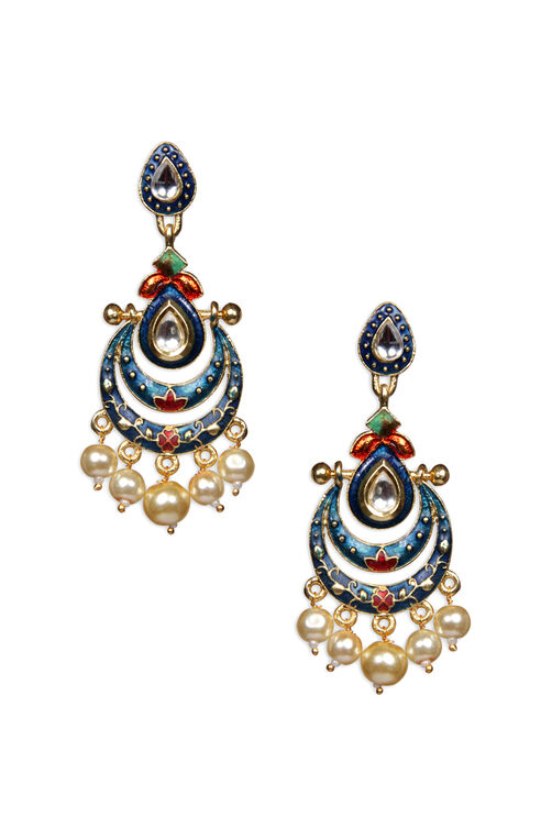 Blue Metal Brass Earrings image number 1