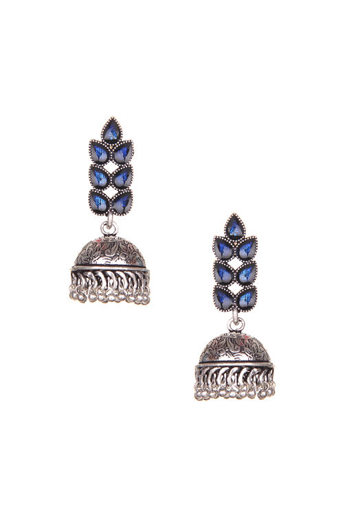 Blue Metal Brass Earrings image number 1