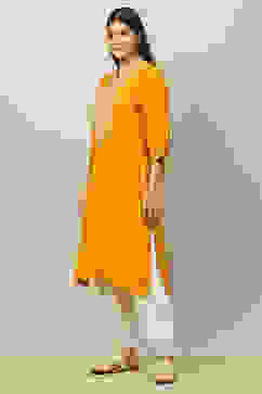 Yellow Viscose Blend Straight Kurta image number 2