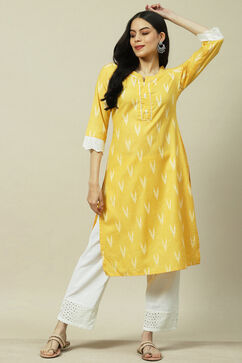 Yellow Viscose Blend Straight Kurta image number 0