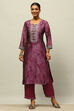 Purple Poly Georgette Straight Printed Kurta Palazzo Suit Set image number 0