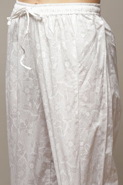 White Poly Chiffon Straight Suit Set image number 3