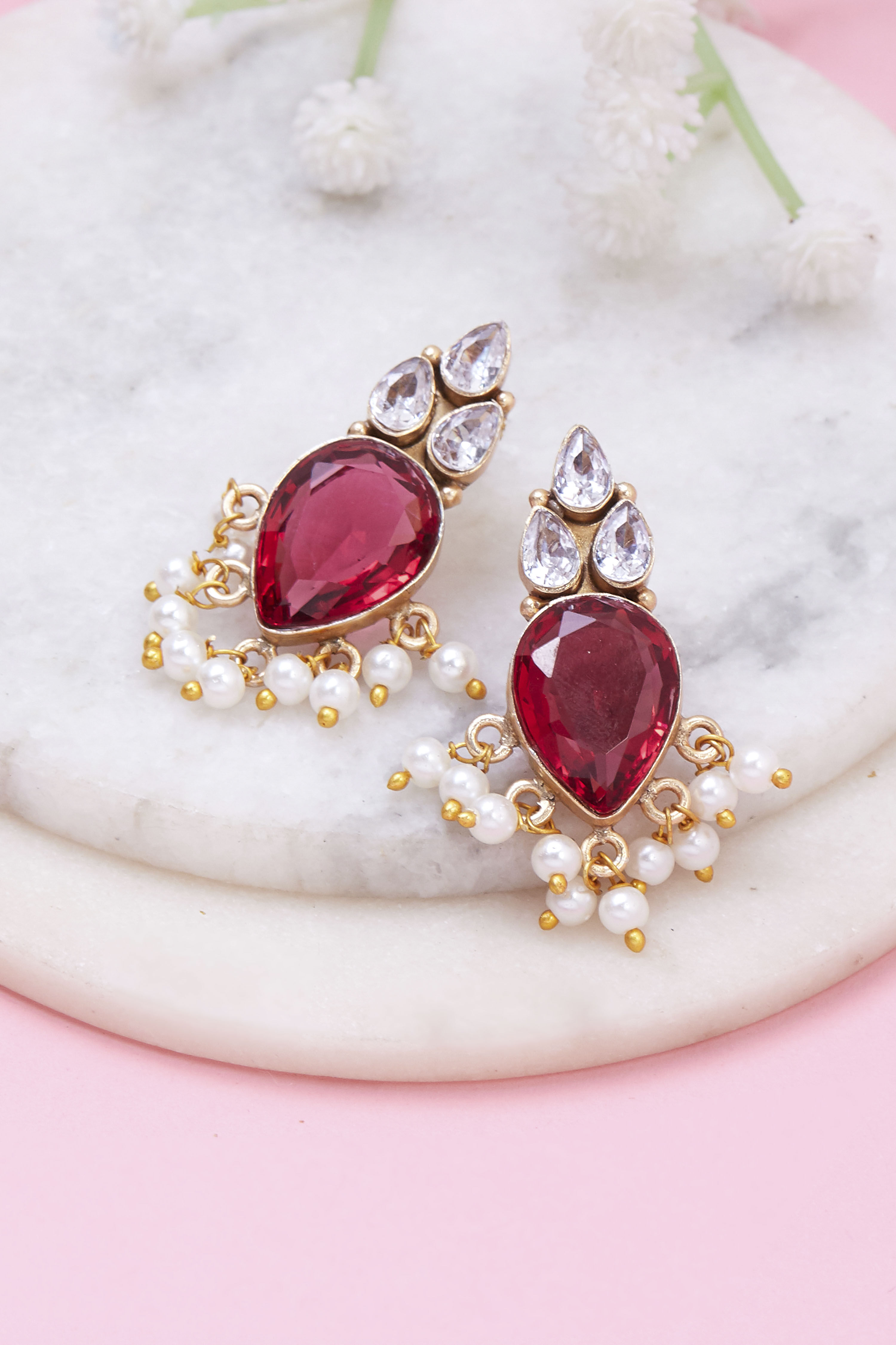Red Brass Drop & danglers image number 0