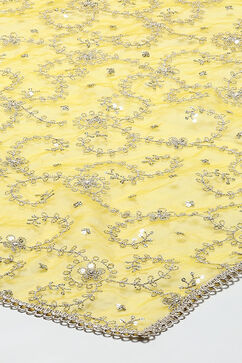Yellow Organza Yard-dyed Kurta & Pants Suit Set image number 3