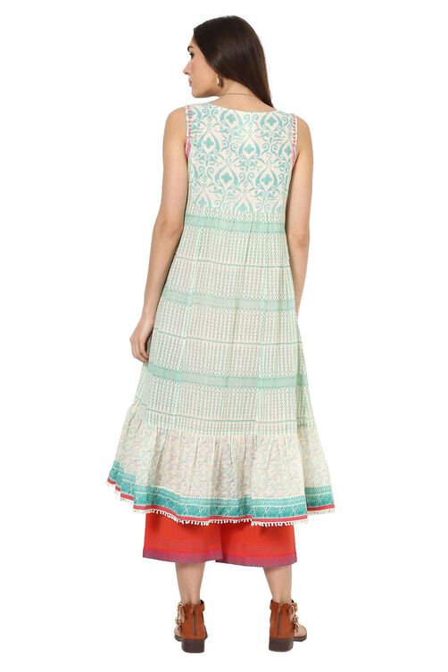 Teal Green Kalidar Gauge Kurta image number 5