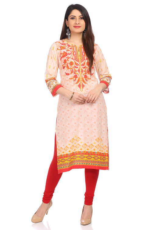 Peach Straight Kurta image number 0