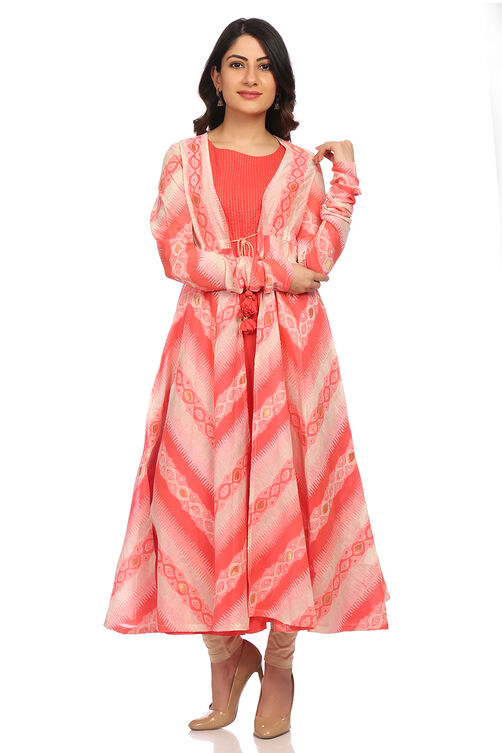 Coral Kalidar Poly Cotton Kurta image number 0