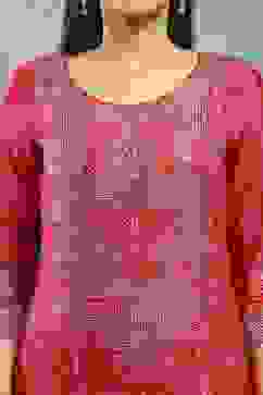 Pink Viscose A-line Kurta Pants Set image number 1