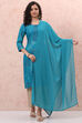 Turquoise Art Silk Dupatta image number 0