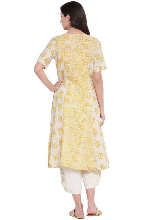 Beige Cotton Straight Kurta image number 4