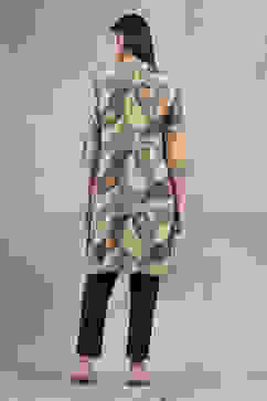 Ecru and Brown Printed Straight Kurta image number 3