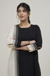 Black White Cotton Flex Straight Solid Kurta image number 1