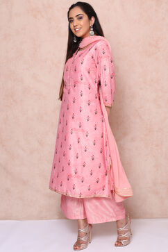 Peach Polyester Asymmetric Suit Set image number 2