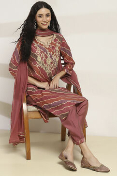 Pink Printed Straight Kurta Set image number 0