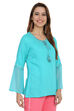 Blue Flared Viscose Indie Top image number 3