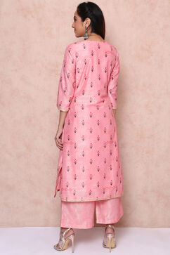 Peach Polyester Asymmetric Suit Set image number 6