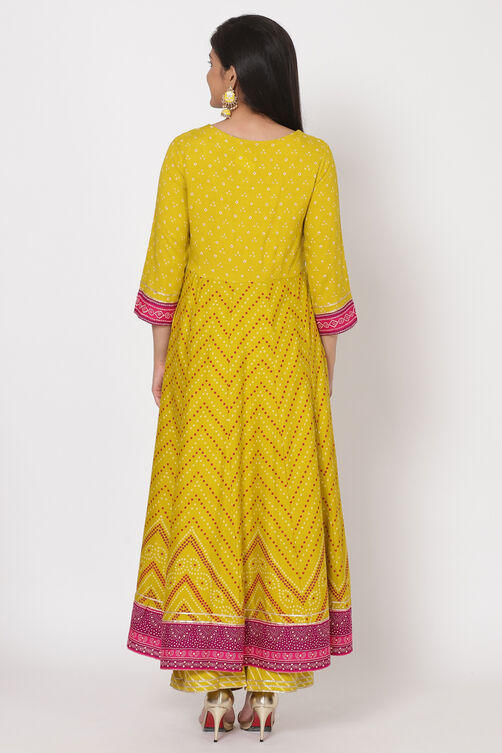 Lime Green Viscose Rayon Kalidar Kurta image number 5