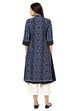 Indigo Straight Poly Chanderi Kurta image number 5