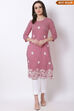 Pink Cotton Straight Kurta image number 0