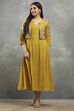 Mustard Viscose Blend Printed Kalidar Dress image number 0