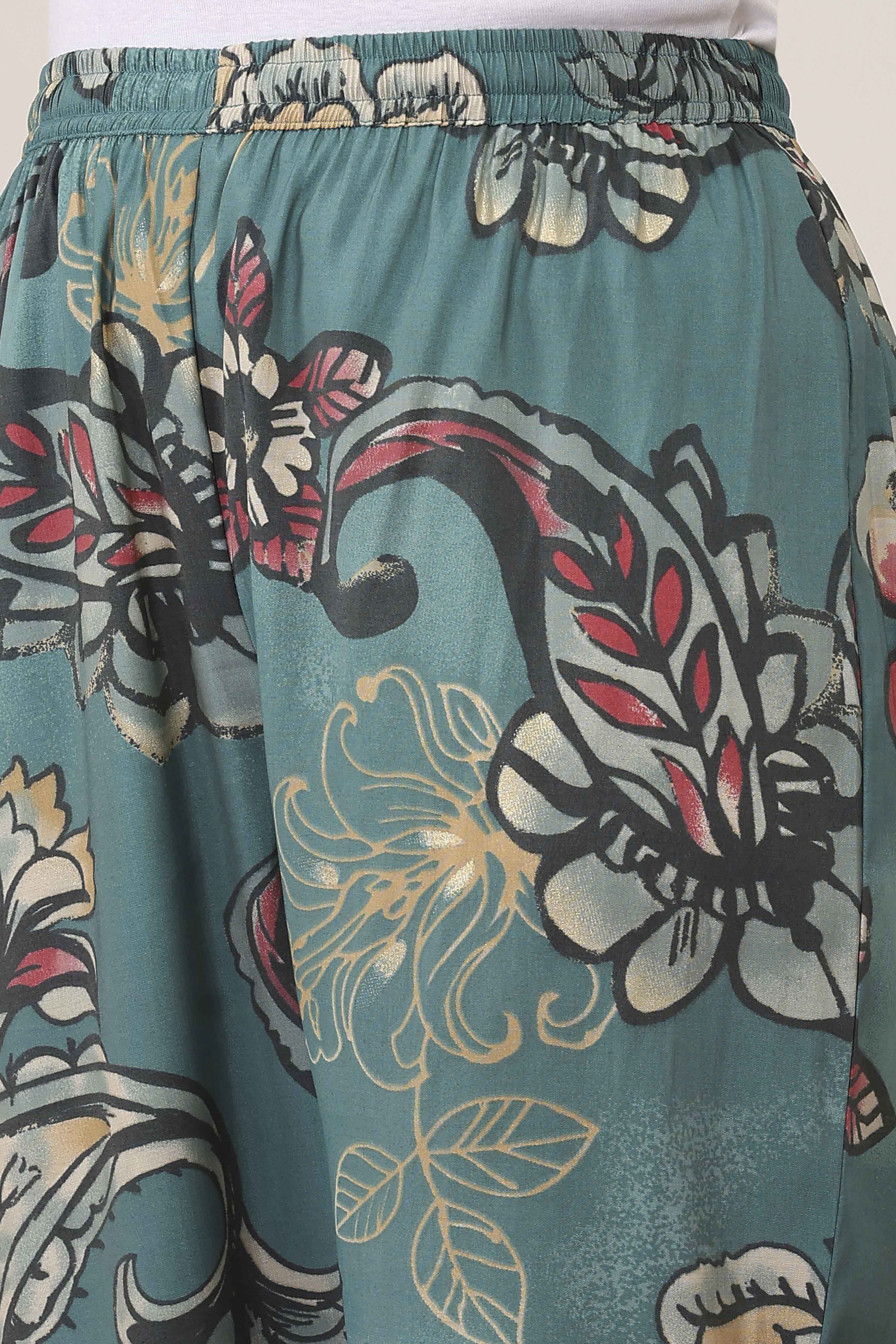 Orange Viscose Polyester Viscose Rayon Kurta Pants Set image number 2