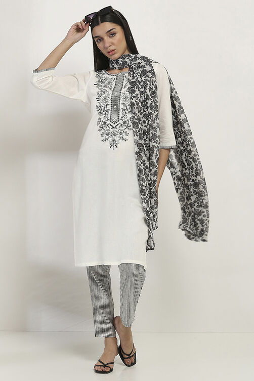 White Viscose Straight SET image number 0