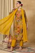 Yellow Viscose Blend Straight Printed Suit Set image number 7