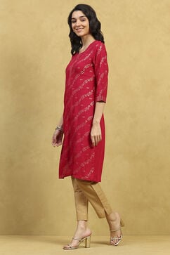 Pink Viscose Rayon Printed Straight Kurta image number 2