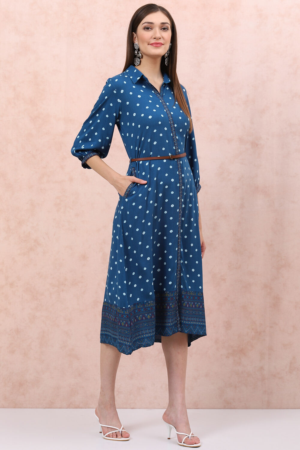 Indigo LIVA Midi Dress image number 3