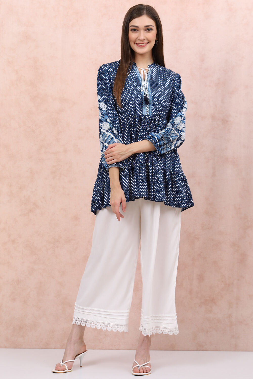 White Printed Palazzo image number 5