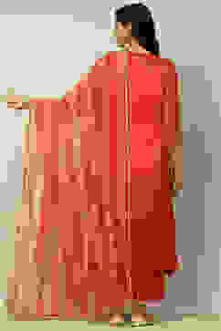 Rust Poly Chiffon Printed Festive Dupatta image number 4