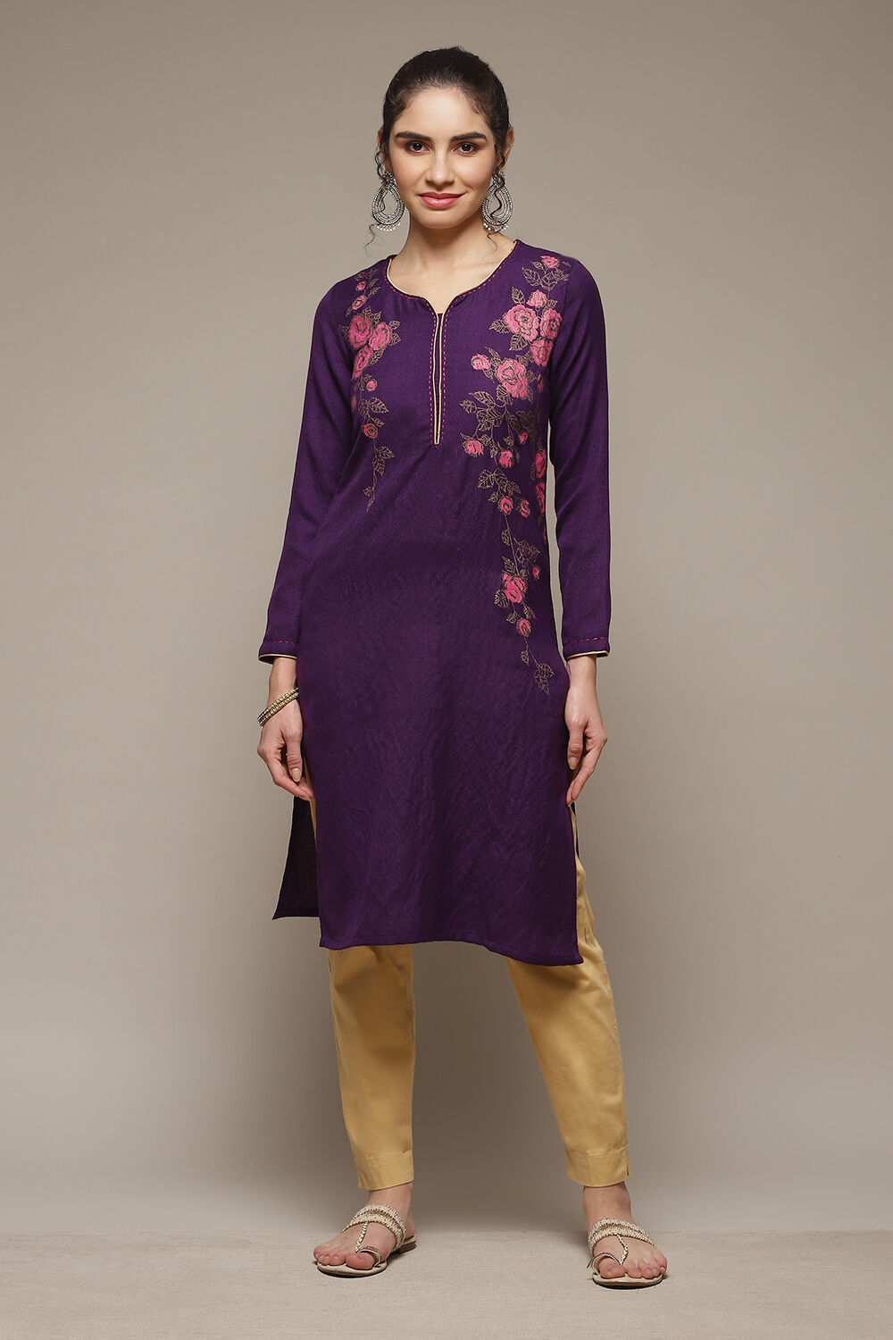 Phalsa Acrylic Straight Kurta image number 1