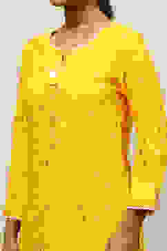 Yellow Rayon Printed Straight Kurta image number 1