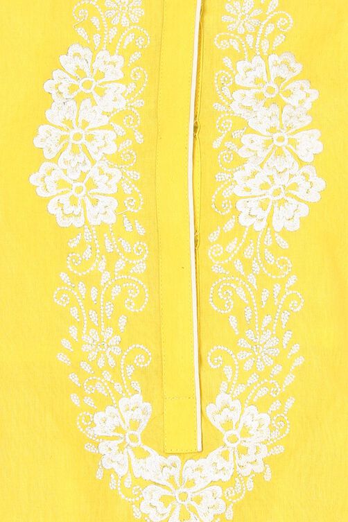 Yellow Flared Cotton Kurta image number 1