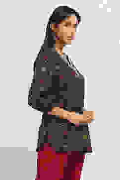 Blue Viscose Blend Printed Straight Top image number 4