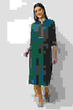 Teal Blue Viscose Printed Straight Kurta image number 5