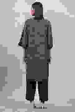 Black Polyester Yarndyed Straight Suit Set image number 4