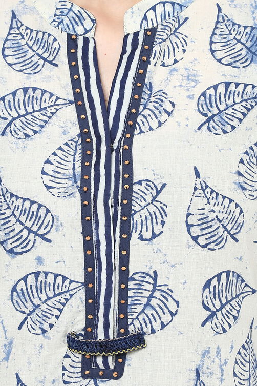 Indigo Straight Cotton Kurta image number 5