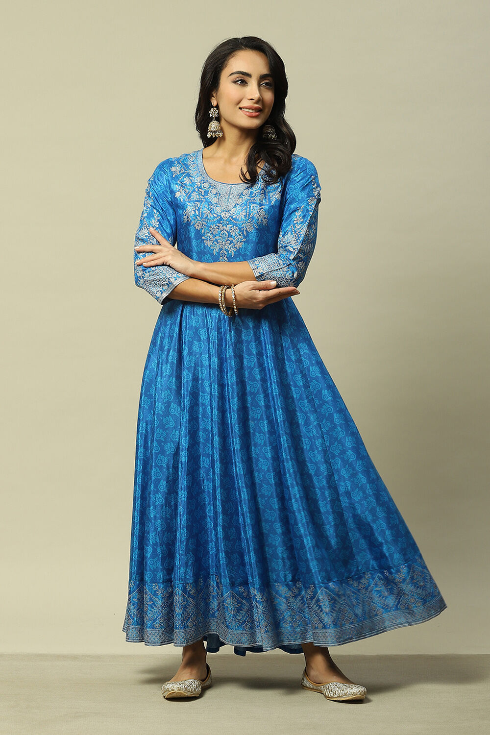 Buy Blue LIVA Flared Printed Dress 1N for INR1799.40 Rangriti
