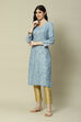 Blue Viscose Straight Printed Kurta image number 2