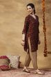 Red Printed Straight Kurta image number 3