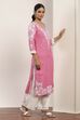 Pink  Straight Kurta Pants Set image number 5