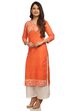 Peach Straight Rayon Kurta image number 3