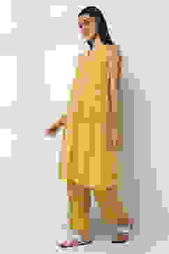 Lime Green Cotton Printed A-line Co-ord Set image number 3