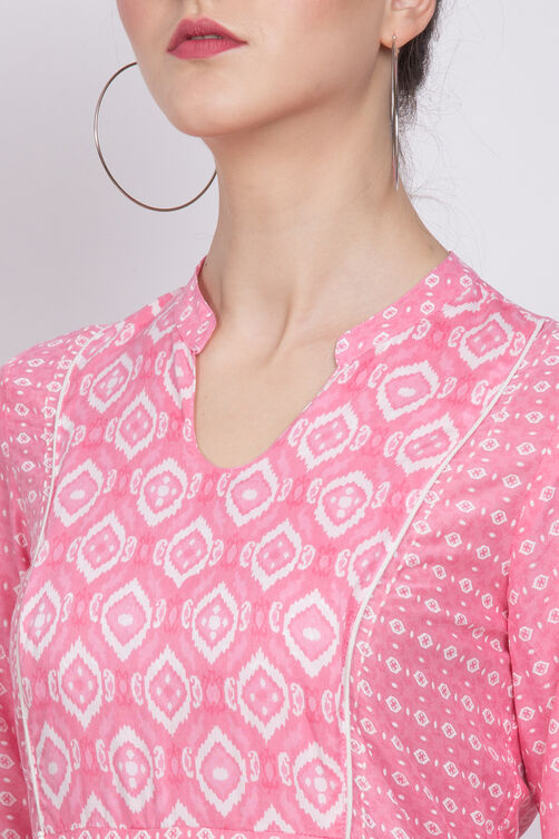 Pink Viscose A-Line Kurta image number 1